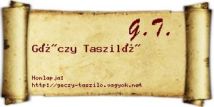 Géczy Tasziló névjegykártya
